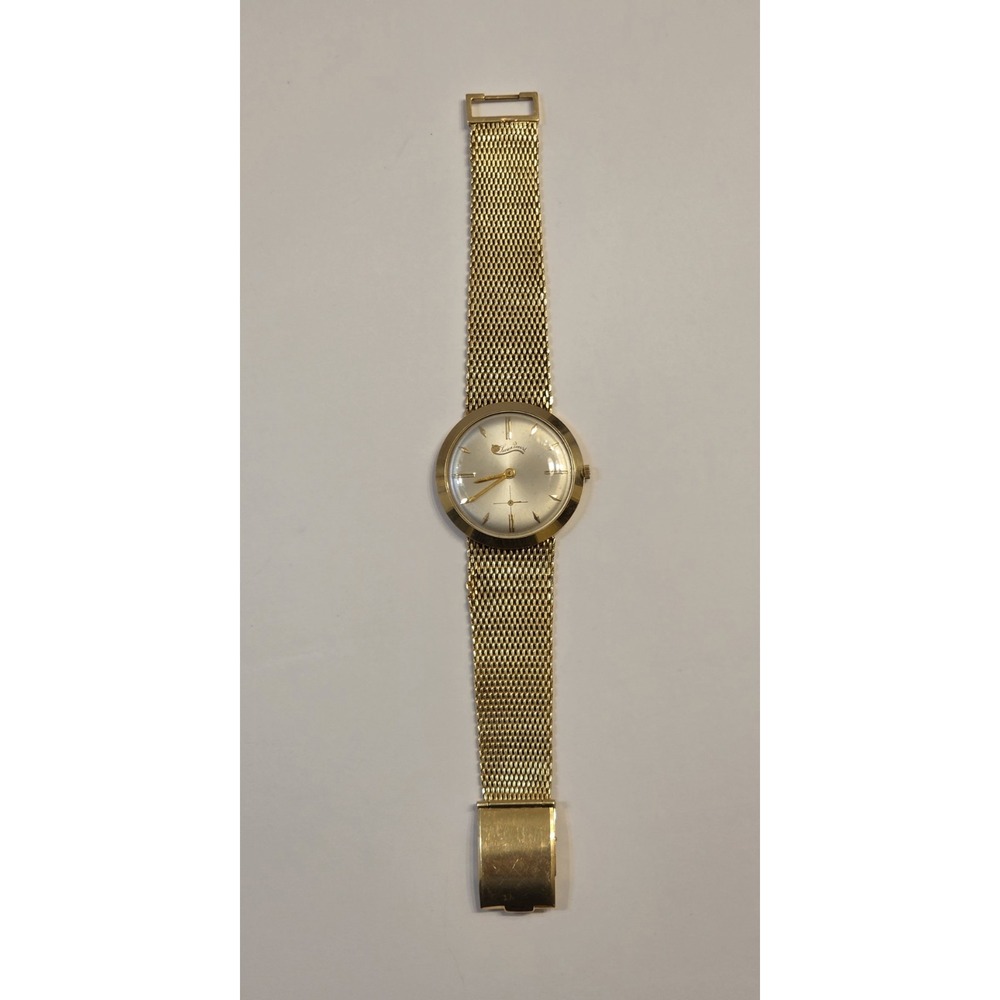 Vintage Lucien Piccard Solid 14k Gold Men's 33mm Manual Watch & Band